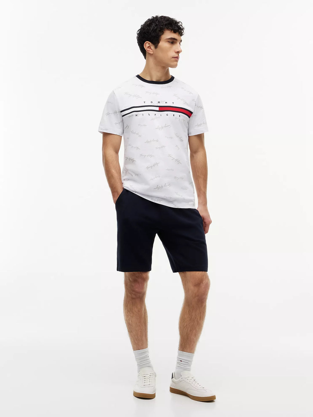 TH Men S/S (T Hilfiger Printed)R-N T-Shirt MT-78JA523