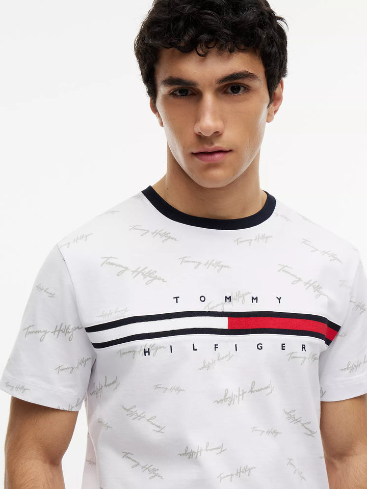 TH Men S/S (T Hilfiger Printed)R-N T-Shirt MT-78JA523