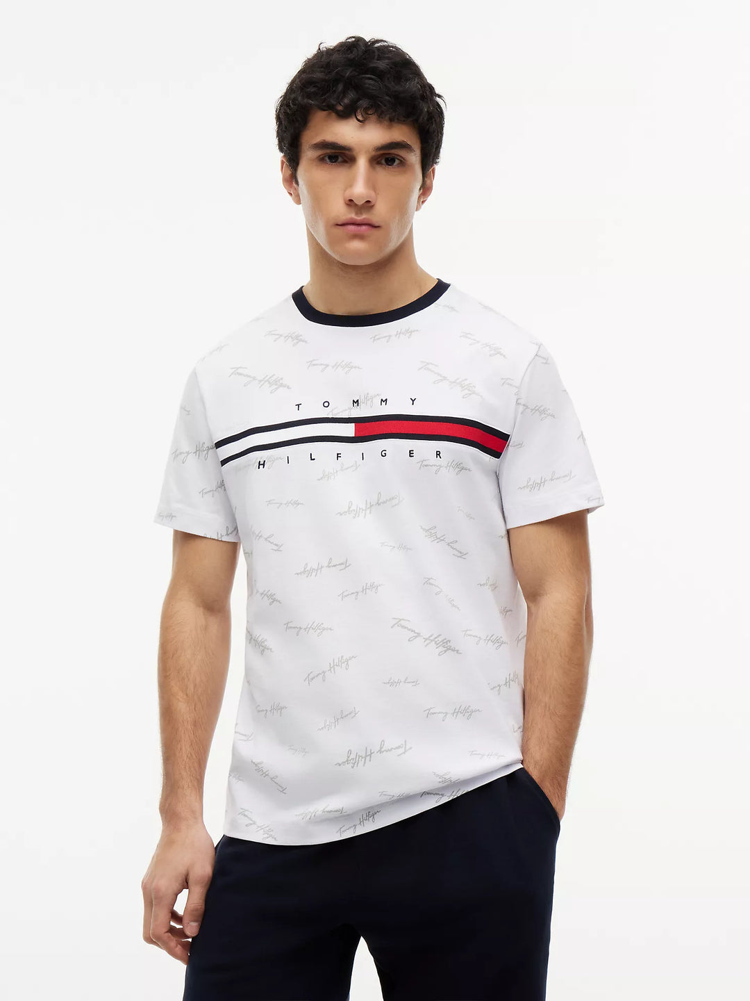 TH Men S/S (T Hilfiger Printed)R-N T-Shirt MT-78JA523