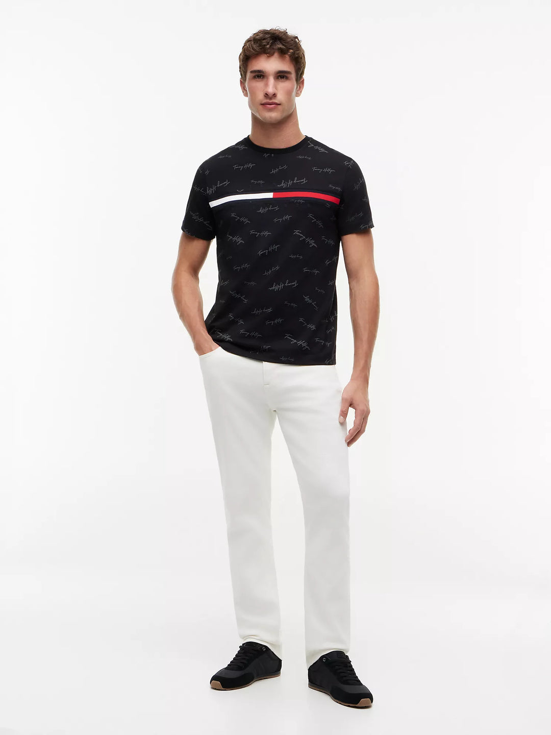 TH Men S/S (T Hilfiger Printed)R-N T-Shirt MT-78JA523