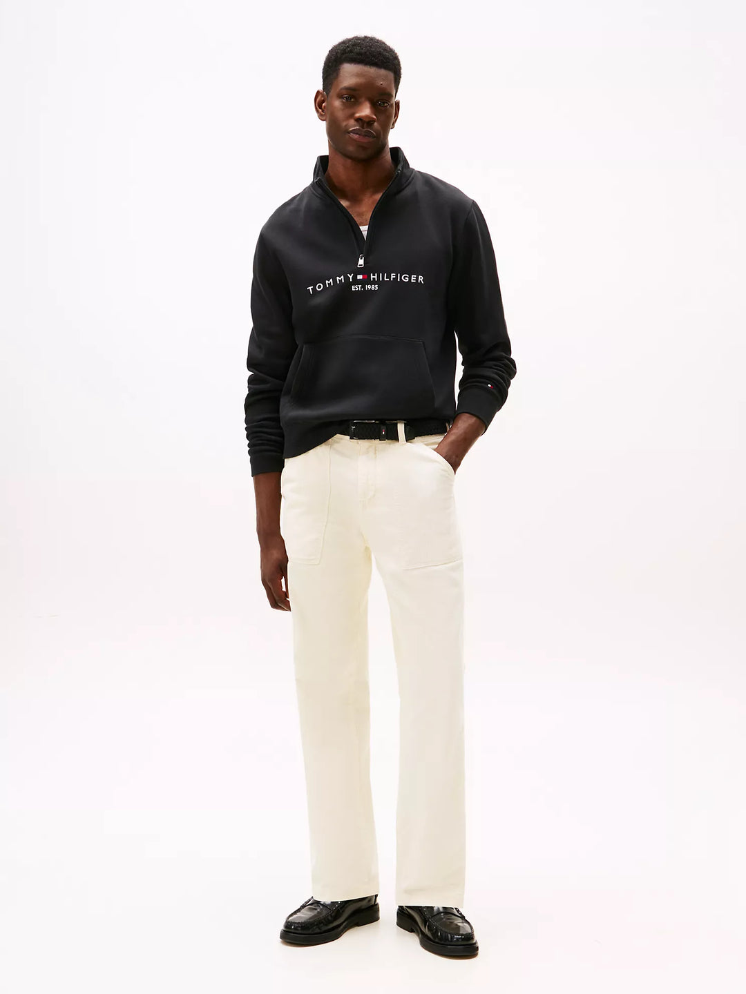 TH Men L/S Fleece Half Zip Zipper AT-SB-78JB338 (Black)