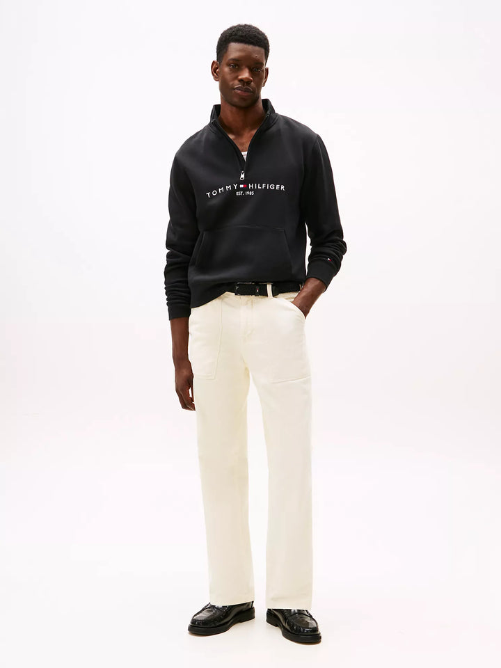 TH Men L/S Fleece Half Zip Zipper AT-SB-78JB338 (Black)