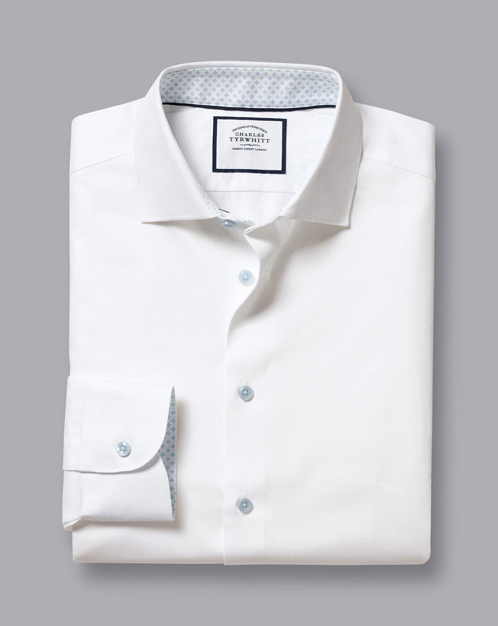 Charles Tyrwhitt White Twill With Printed Trim Slim Fit Shirt