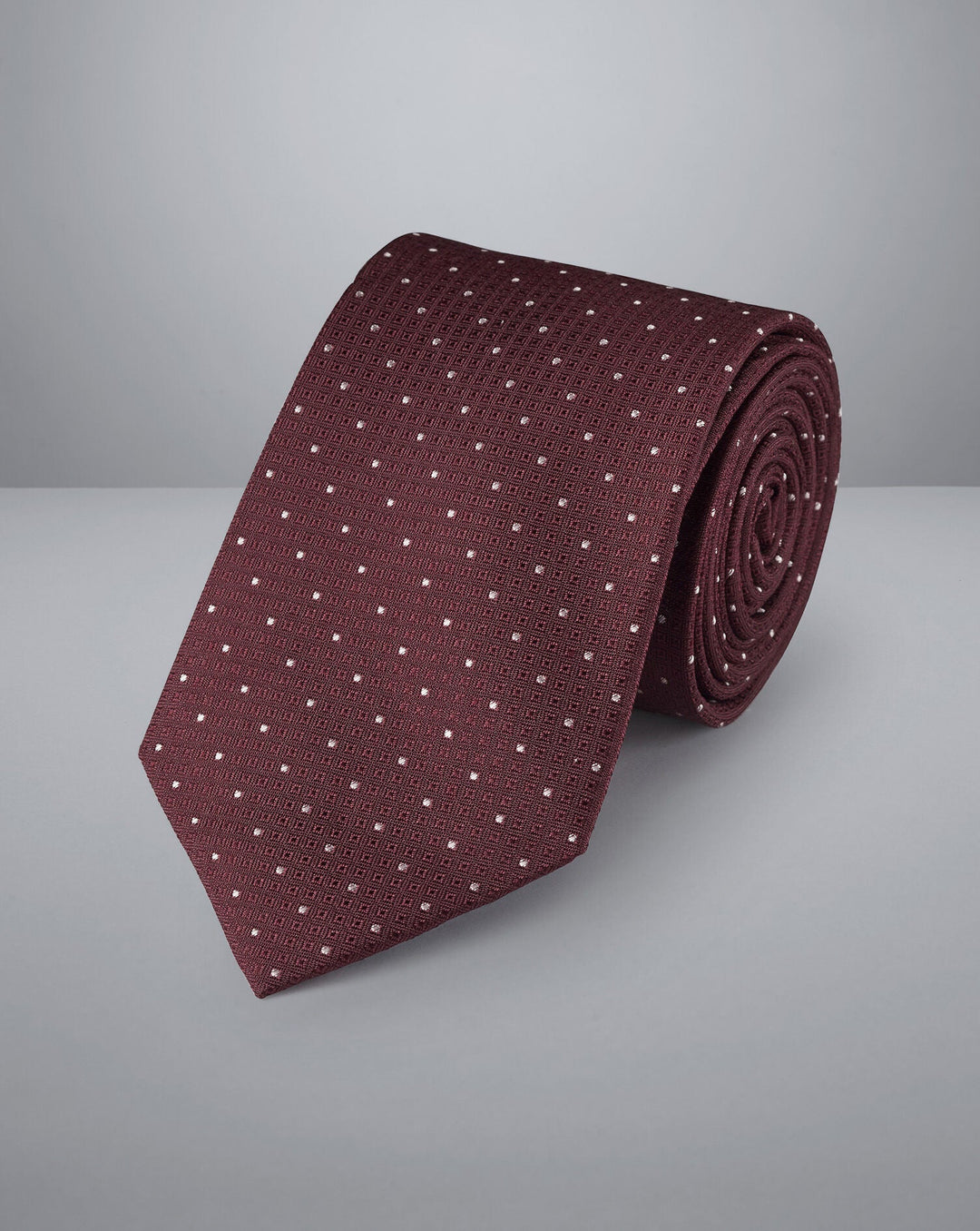 Charles Tyrwhitt Wine Red And Silver Grey Polka Dot Stain Resistant Tie