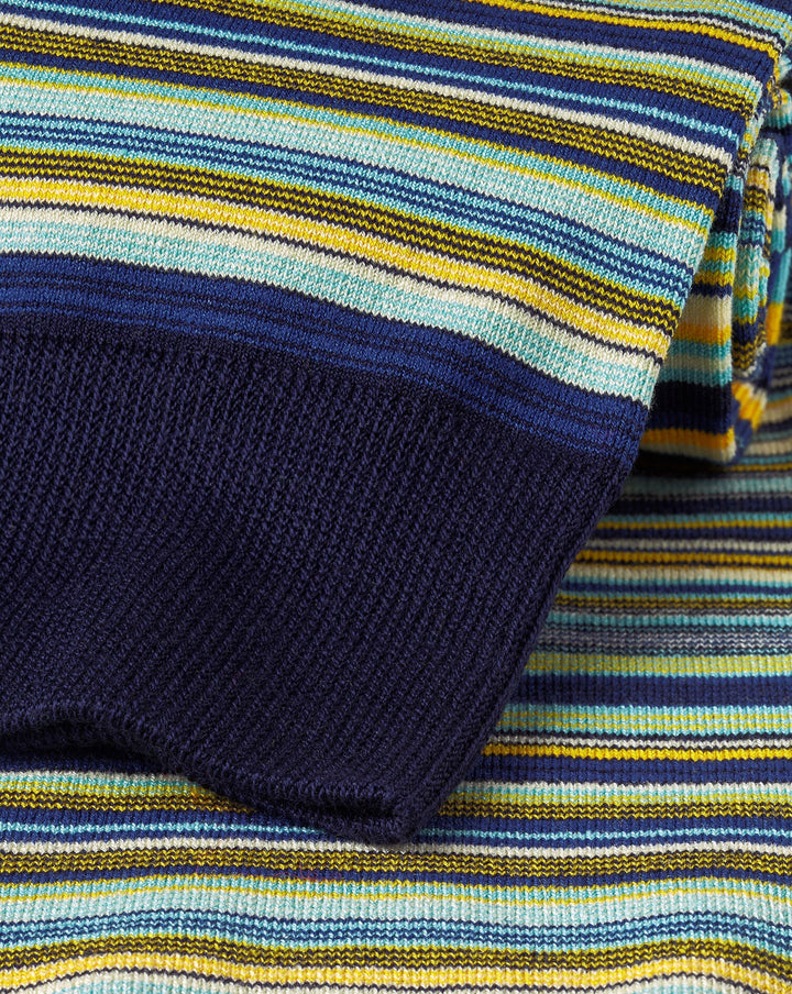 Charles Tyrwhitt Petrol Blue And Lemon Multi Stripe Socks