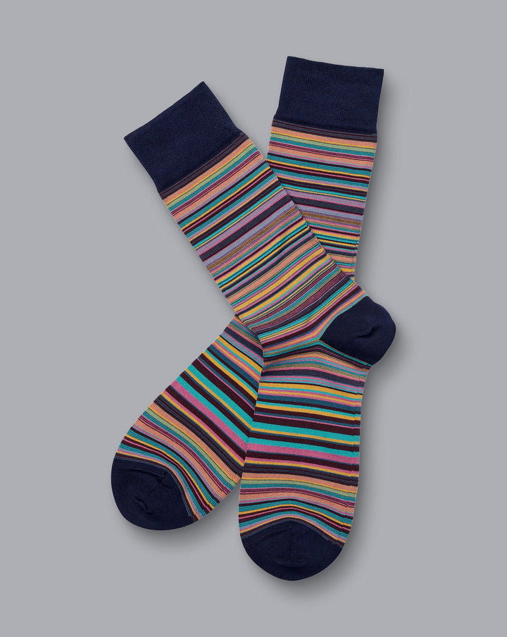 Charles Tyrwhitt Pink Multi Stripe Socks