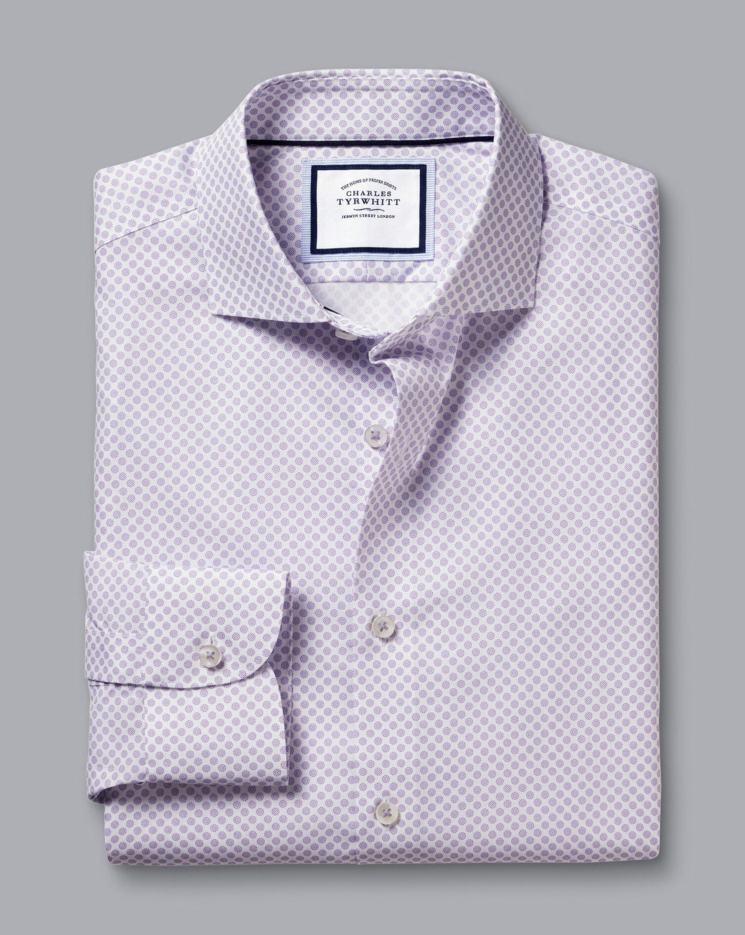 Charles Tyrwhitt Mauve Purple Non-Iron Circle Print Slim Fit Shirt