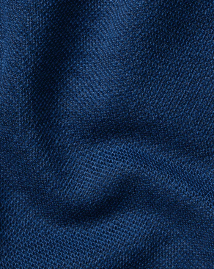 Charles Tyrwhitt Dark Navy Pique Cotton Tencel Short Sleeve Zip Polo
