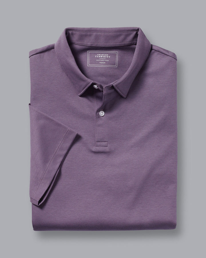 Charles Tyrwhitt Lavender Purple Plain Short Sleeve Jersey Polo
