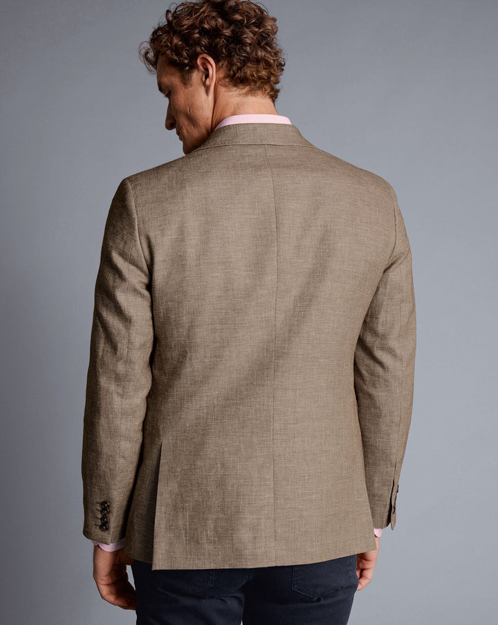Charles Tyrwhitt Taupe Slim Fit Linen Cotton Jacket