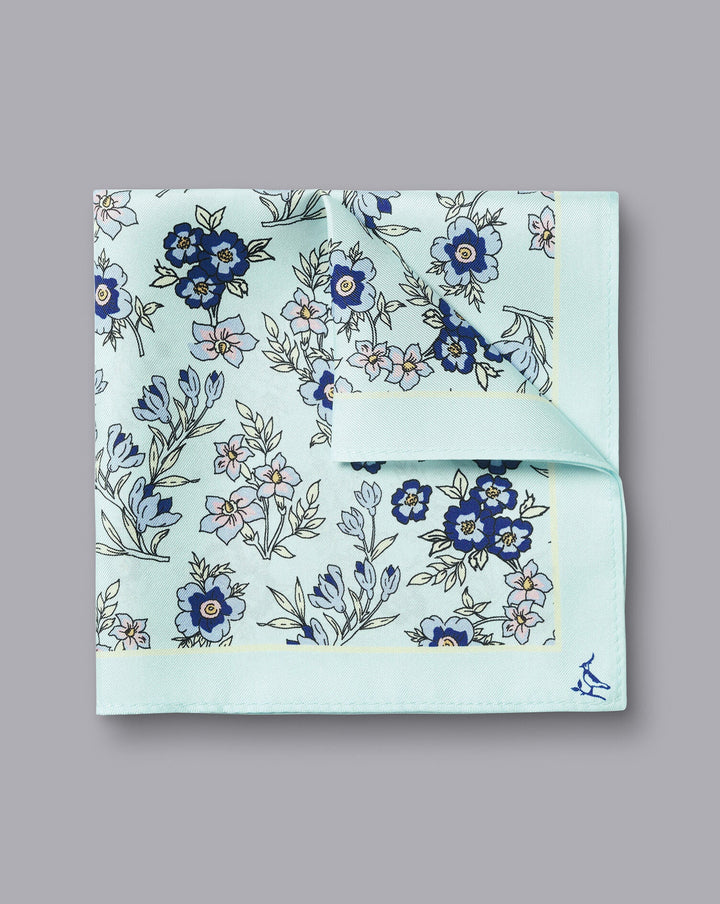 Charles Tyrwhitt Royal Blue And Coral Paisley Silk Pocket Square