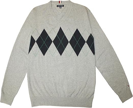 TH Men L/S Cotton Diamond Check V-N Jersey AT-SB-78J9352