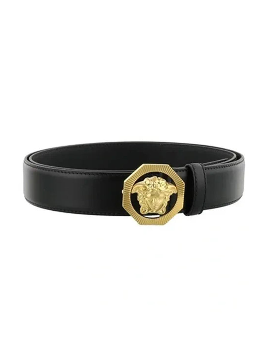 Versace Mens Leather Belt-95-BLK- DCU6715S