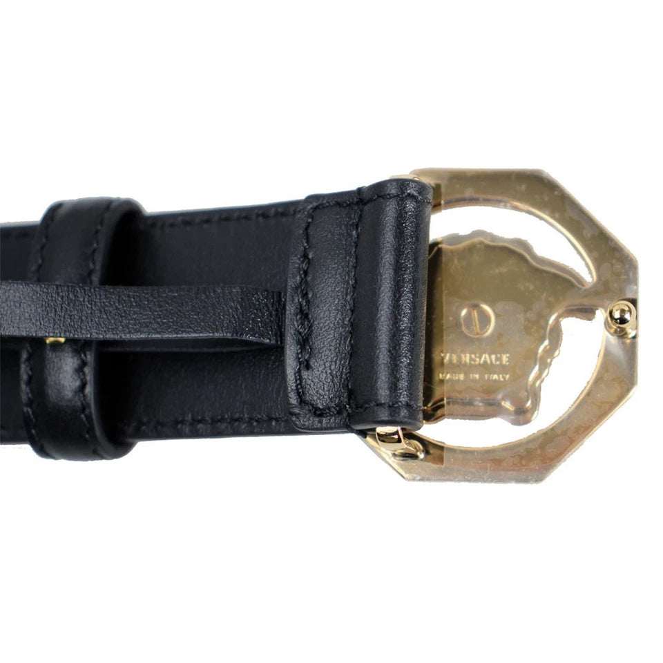 Versace Mens Leather Belt-95-BLK- DCU6715S
