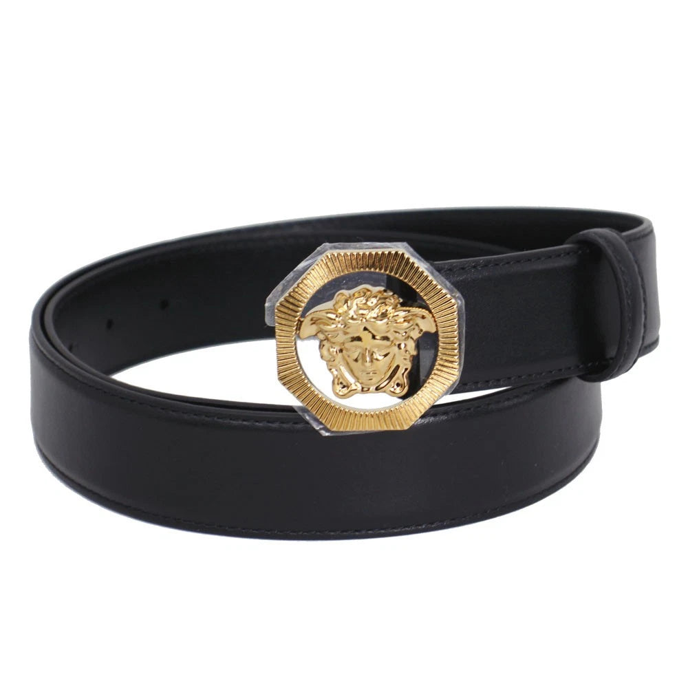 Versace Mens Leather Belt-95-BLK- DCU6715S