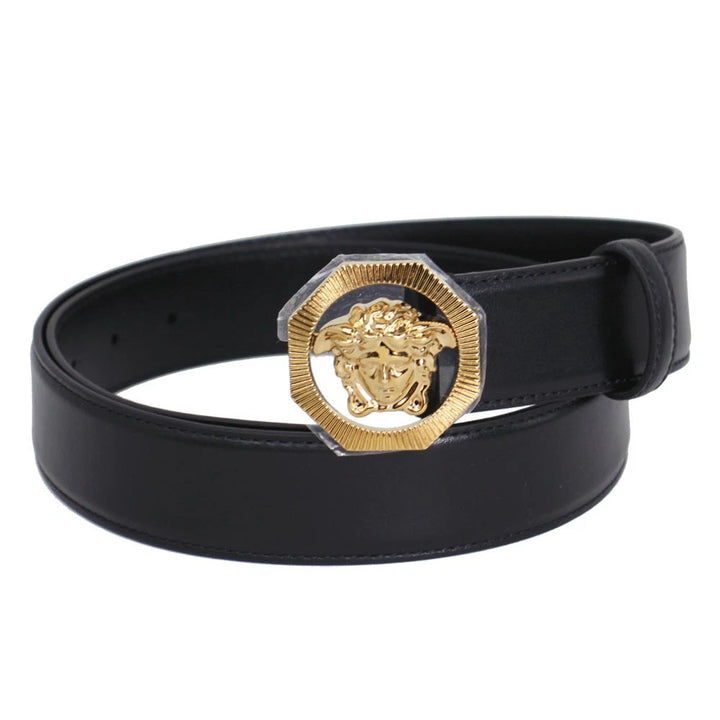 Versace Mens Leather Belt-95-BLK- DCU6715S