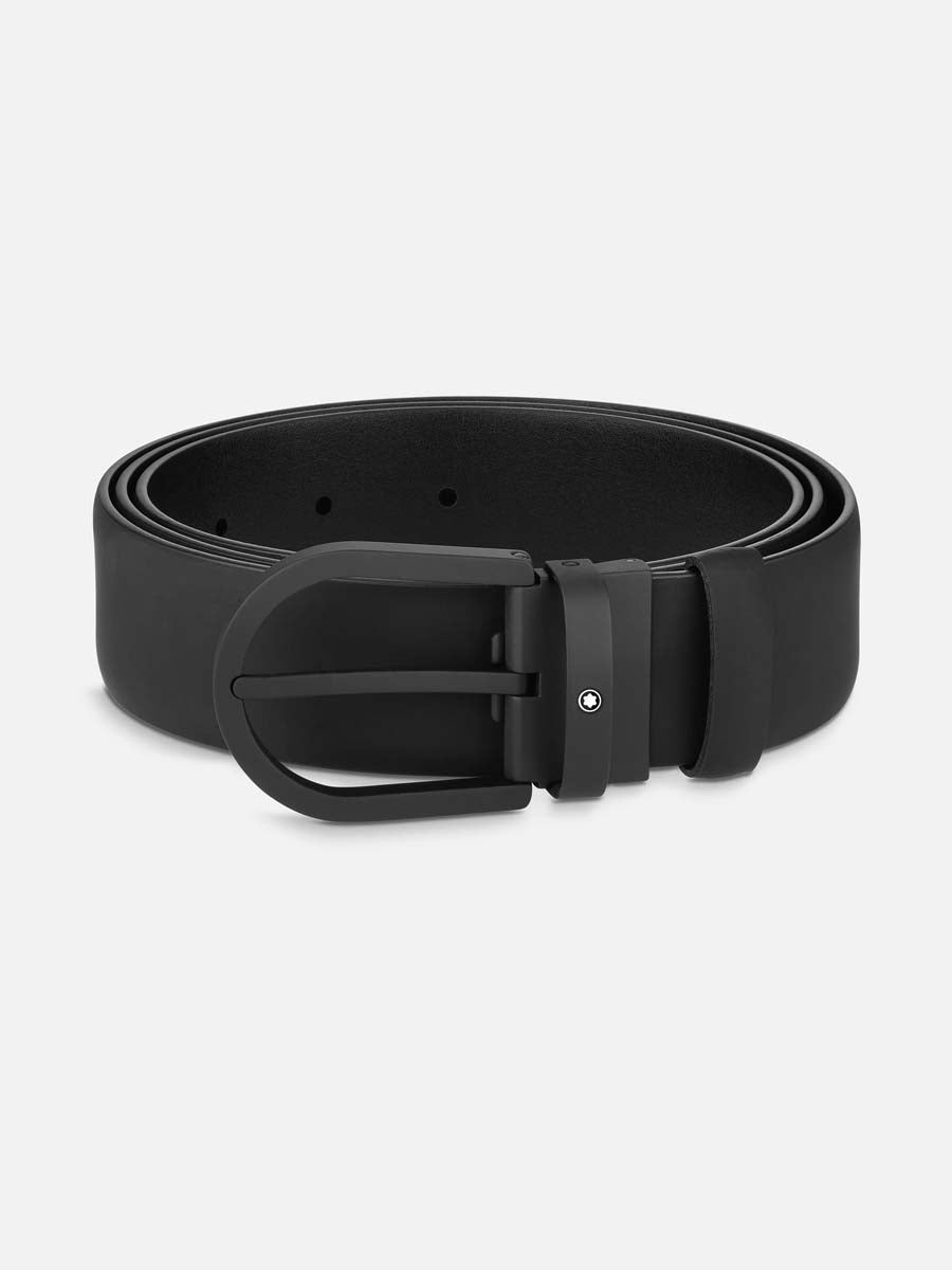 MB Horseshoe buckle black 35 mm leather belt-129431