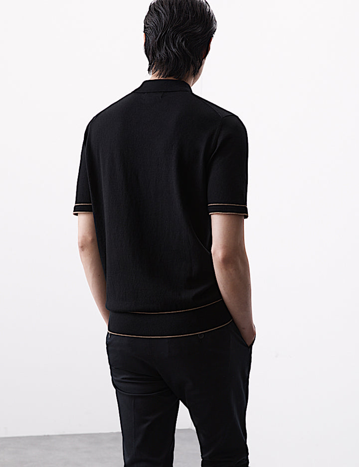M&S Men S/S Cotton Silk Polo T30/1619 (Black)