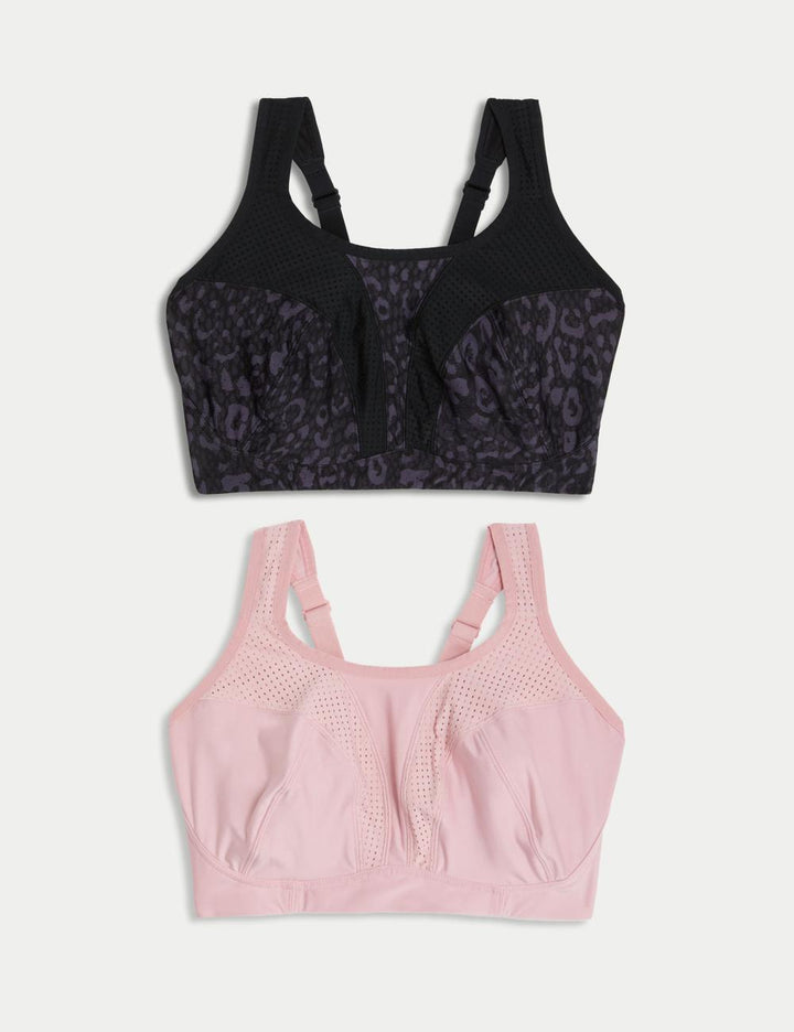 M&S 2 Pack Good Move High Impect Sports Bra T33/6355F (Dark Purple)