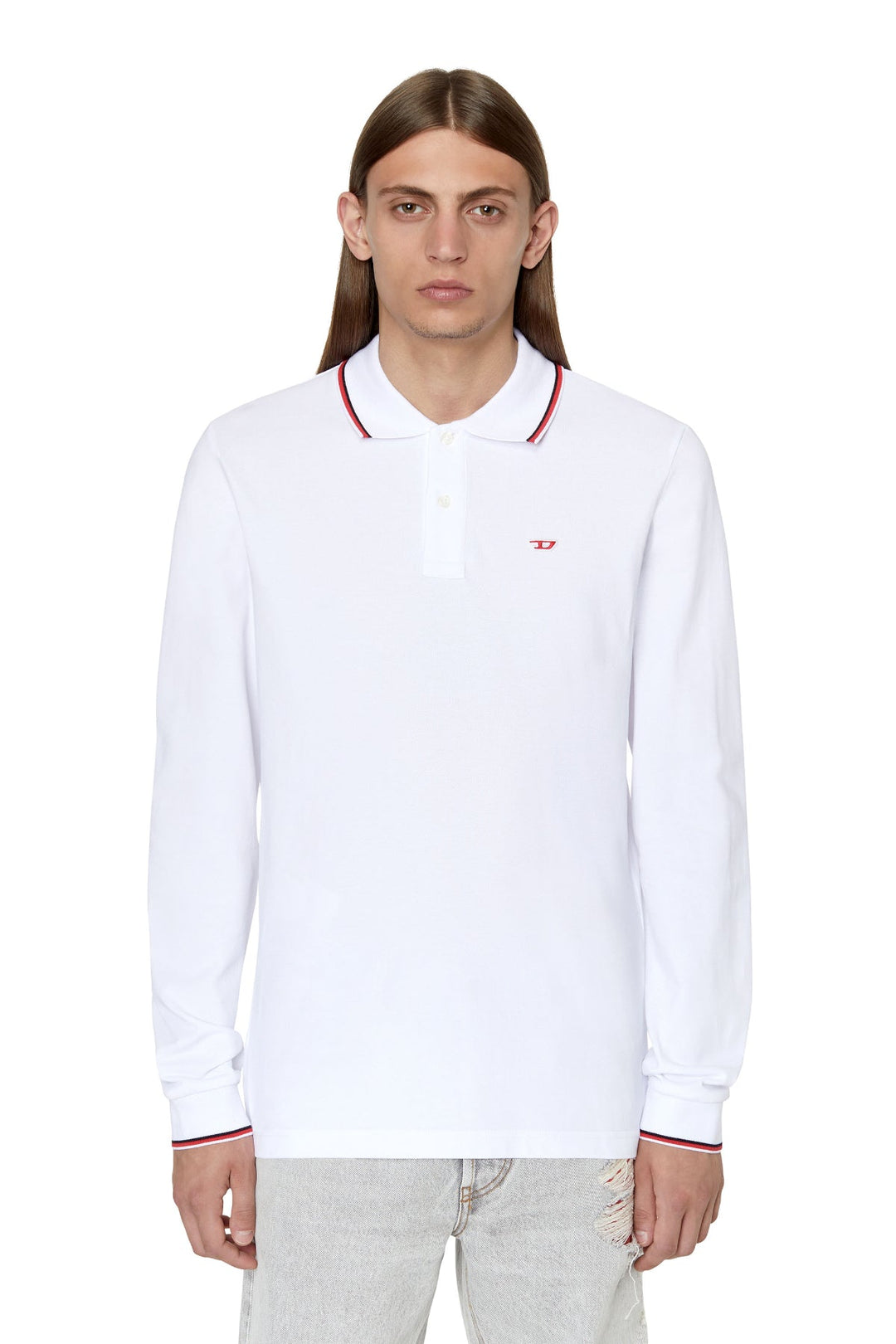 Men T-SMITH-LS-D POLO A06318-0MXZA-100