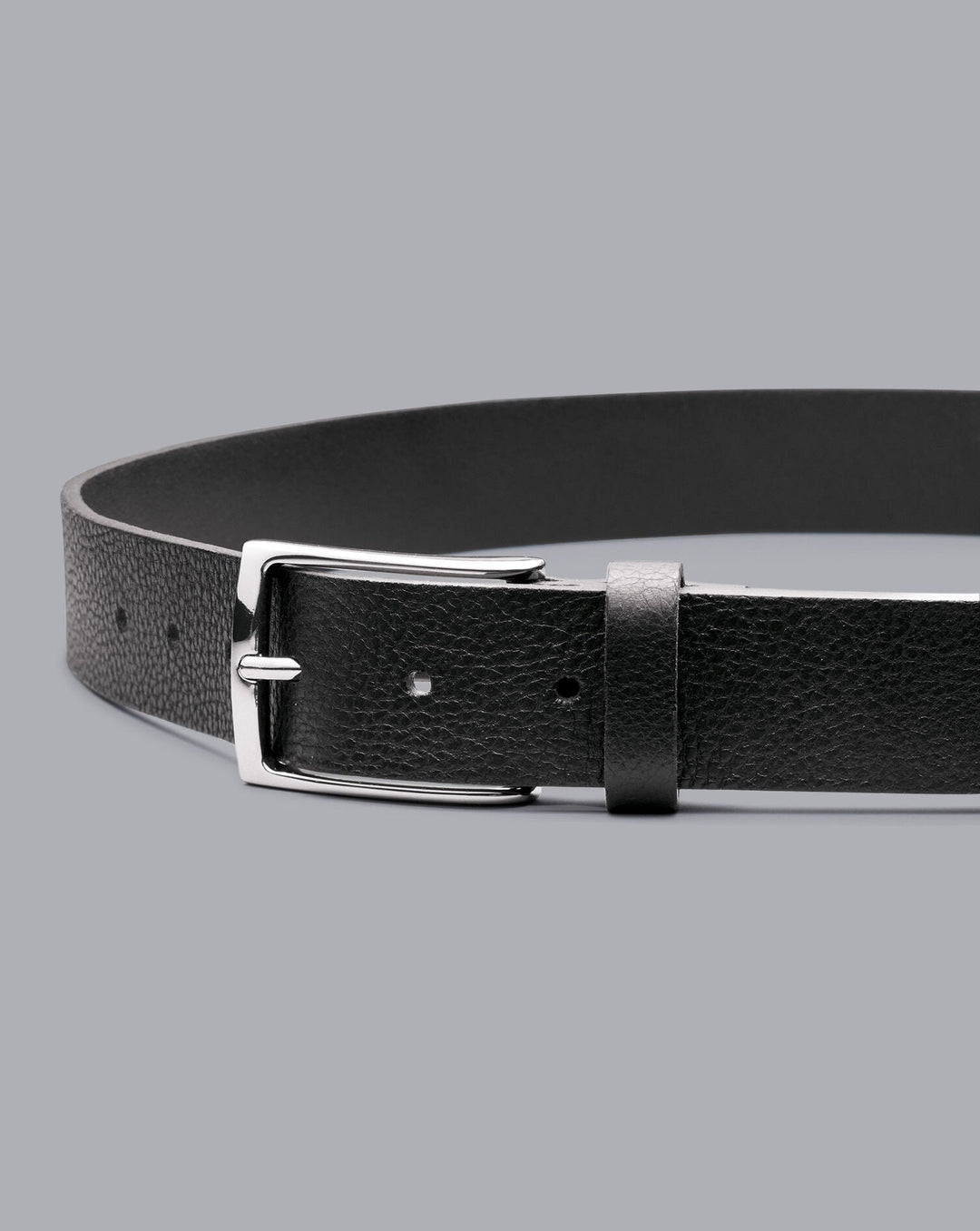 Black Leather Textured Made In England Chino Belt