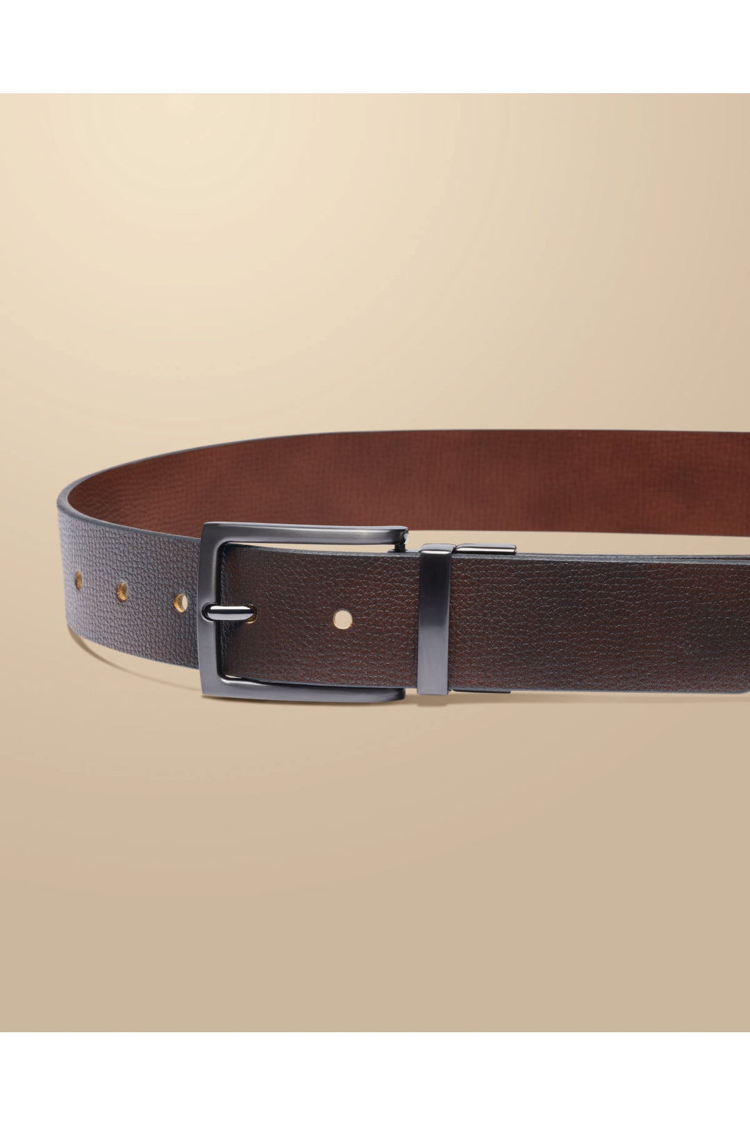 Dark Tan And Chestnut Leather Made In England Reversible Chino Belt