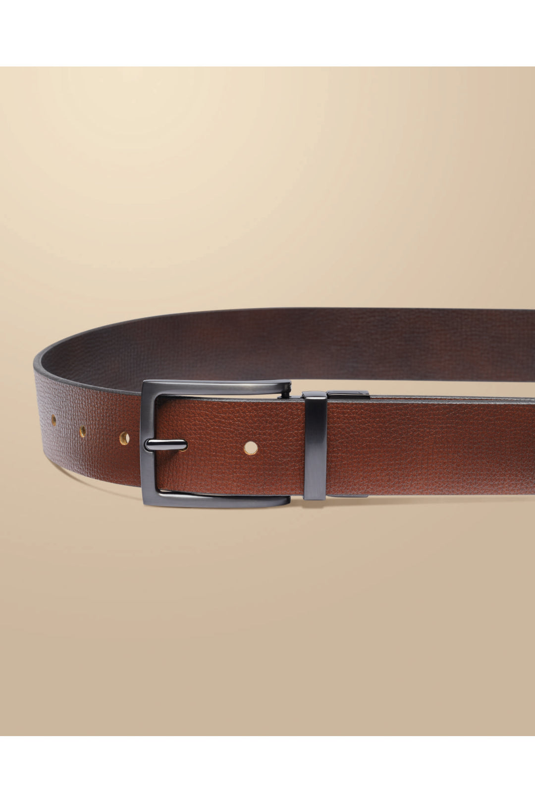 Dark Tan And Chestnut Leather Made In England Reversible Chino Belt