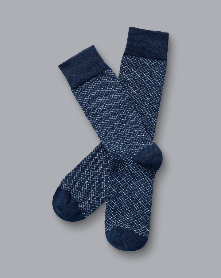 French Blue Patterned Socks ACK0284FRE