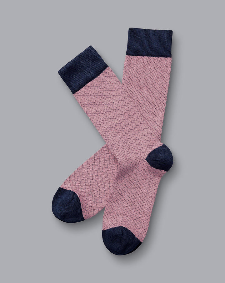 Pink And Light Grey Patterned Socks  ACK0284PNK