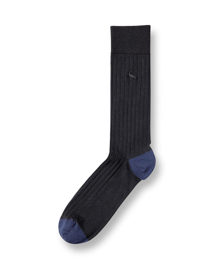 Black Cotton Rib Sock