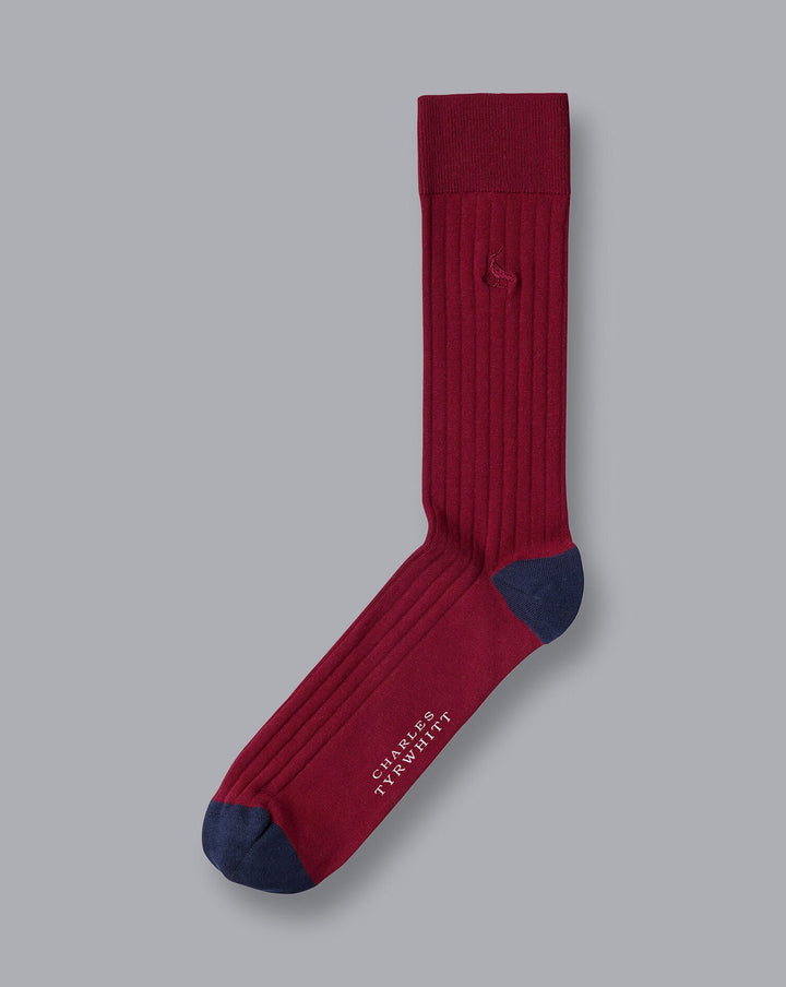 Charles Tyrwhitt Red Cotton Rib Socks