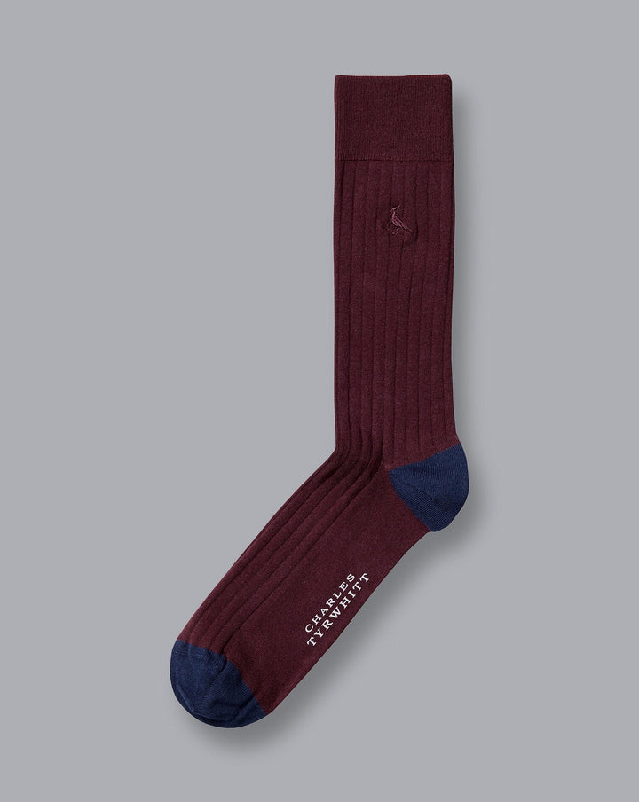 Wine Cotton Rib Socks