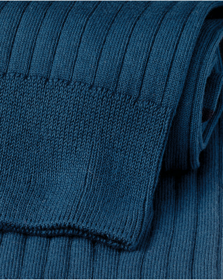 Dark Turquoise Blue Cotton Rib Socks ACK0347DQB