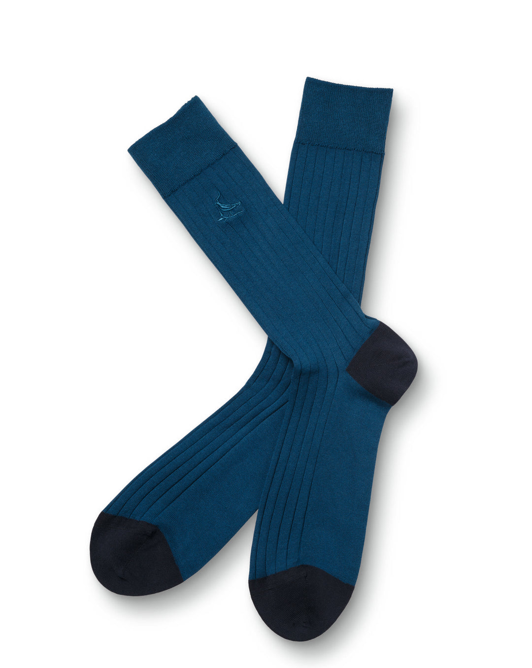 Dark Turquoise Blue Cotton Rib Socks ACK0347DQB