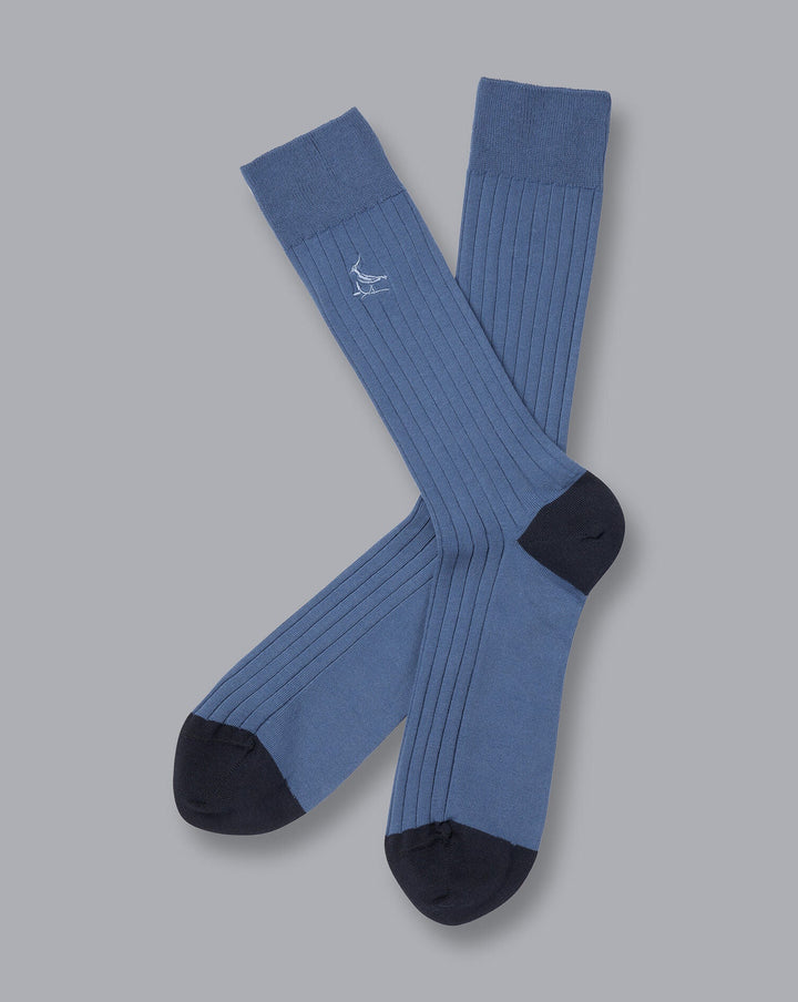 Charles TyrwhittIndigo Blue Cotton Rib Socks