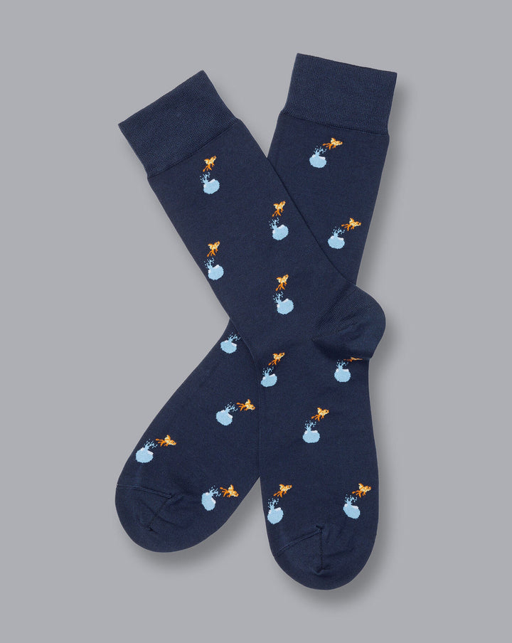 Charles Tyrwhitt French Blue Fish Out Of Water Socks