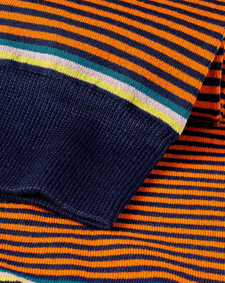 Orange And Navy Fine Stripe Socks