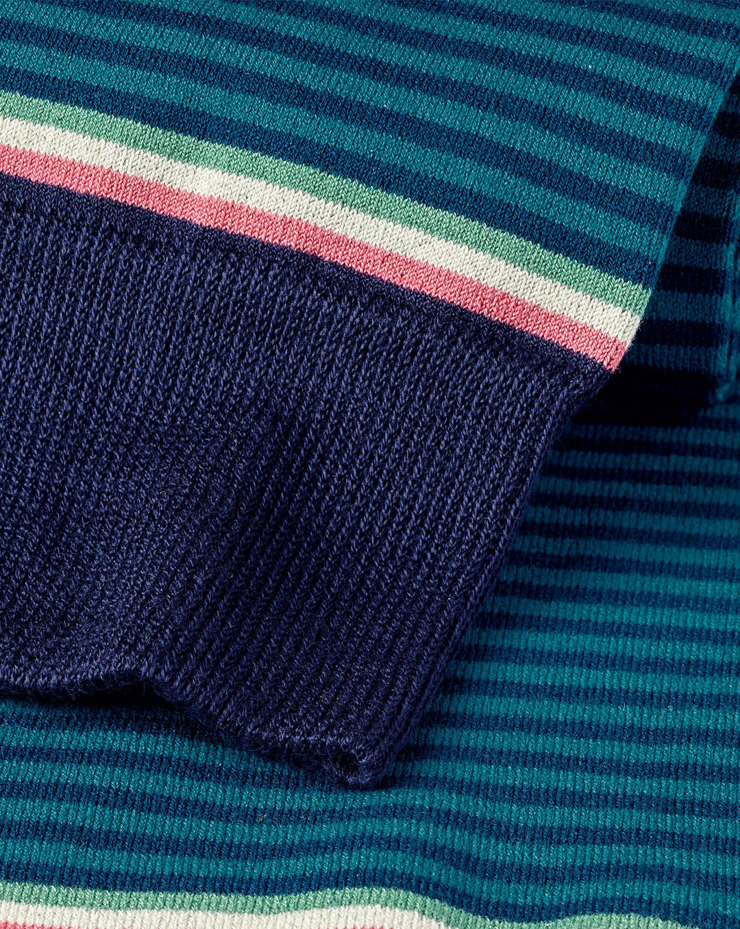 Teal Green And Navy Fine Stripe Socks