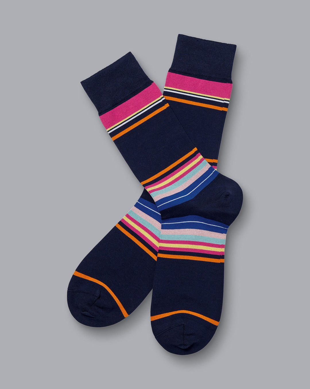 Navy Multi Block Stripe Socks