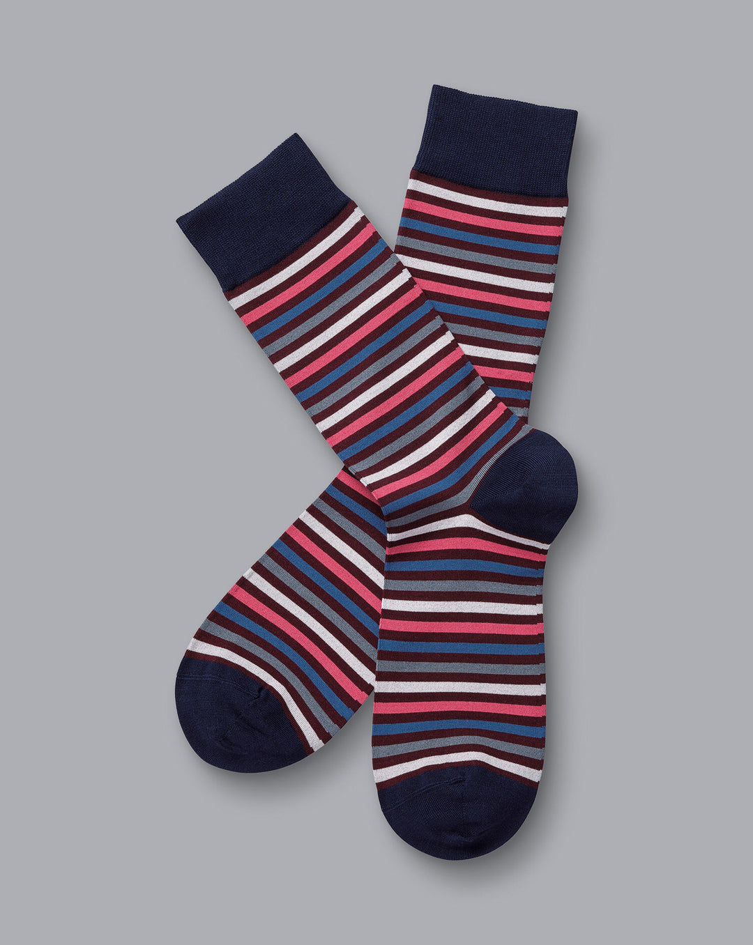 CT Maroon Red And Coral Stripe Socks ACK0377MRN