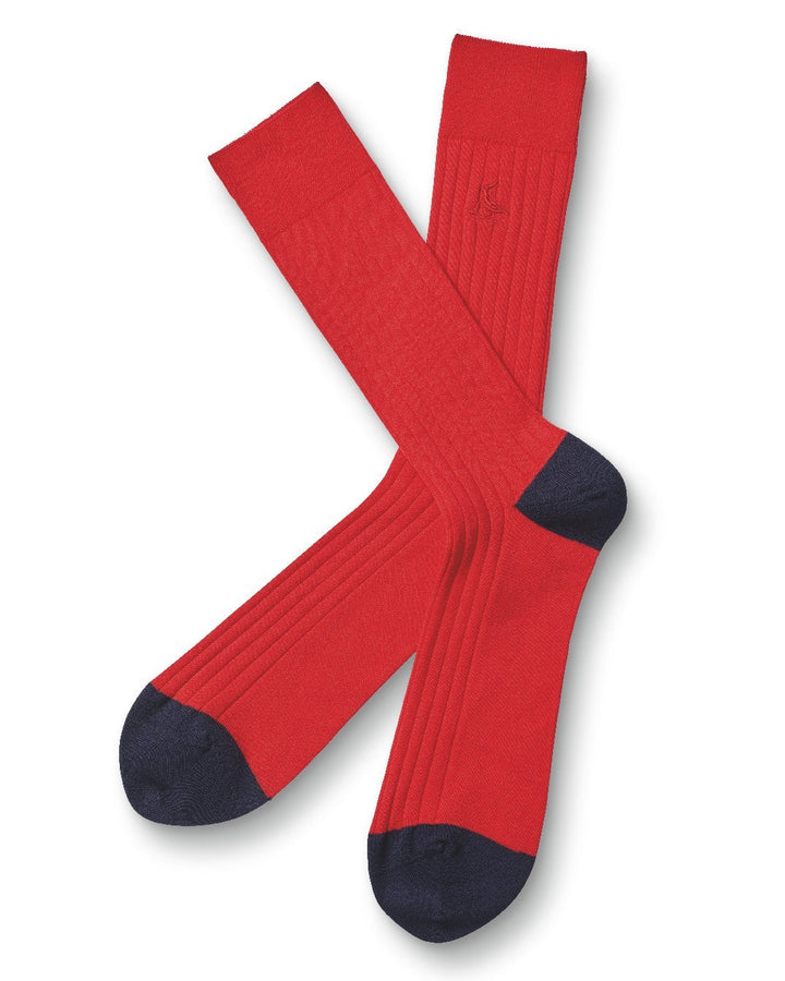 Red Cotton Rib Socks