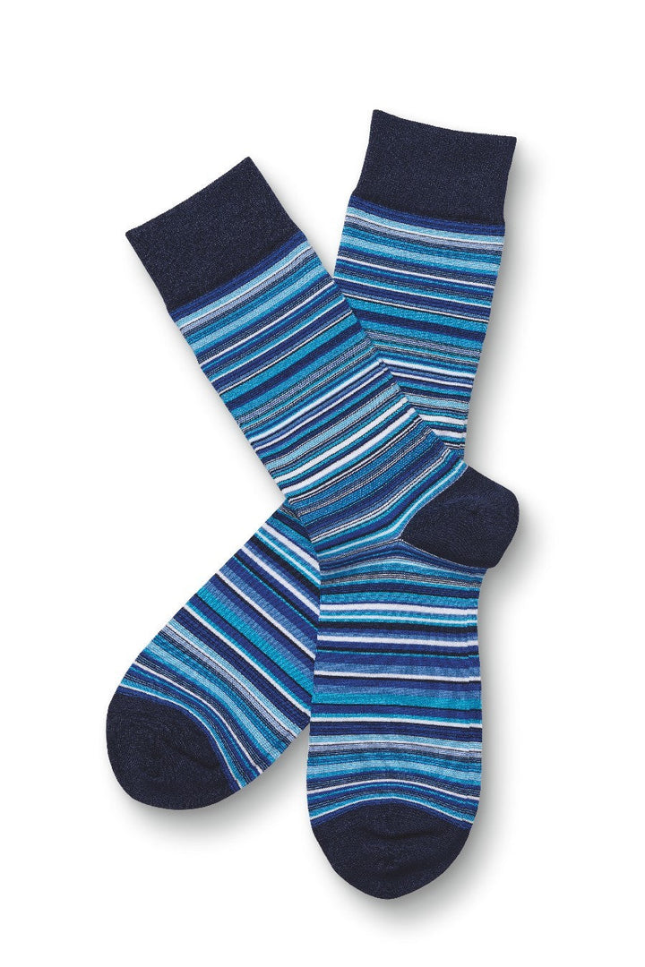 Cobalt Blue Multi Stripe Socks