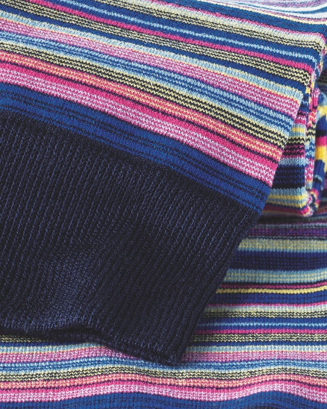 Bright Pink And Cobalt Blue Multi Stripe Socks