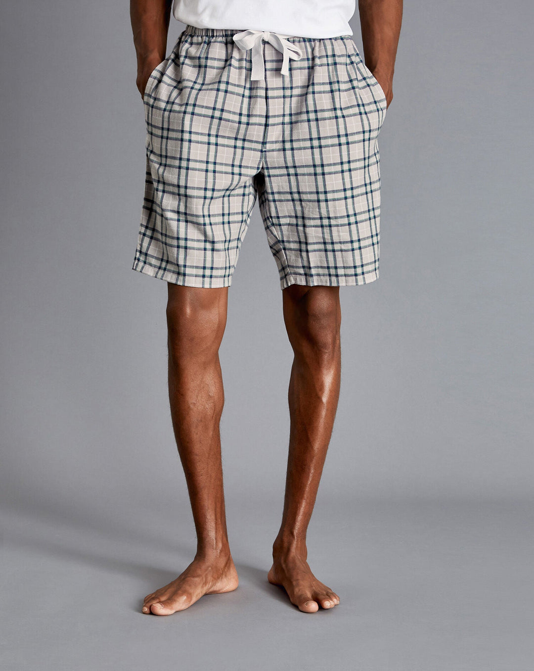 Chalk And Denim Blue Check Pyjama Shorts