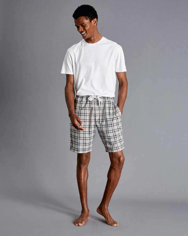 Chalk And Denim Blue Check Pyjama Shorts