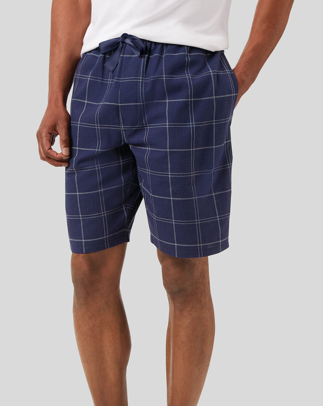 French Blue And White Check Pyjama Shorts