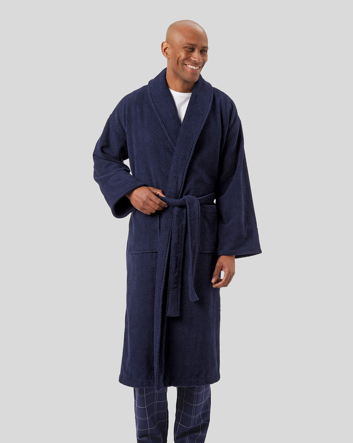 French Blue Waffle Bath Robe