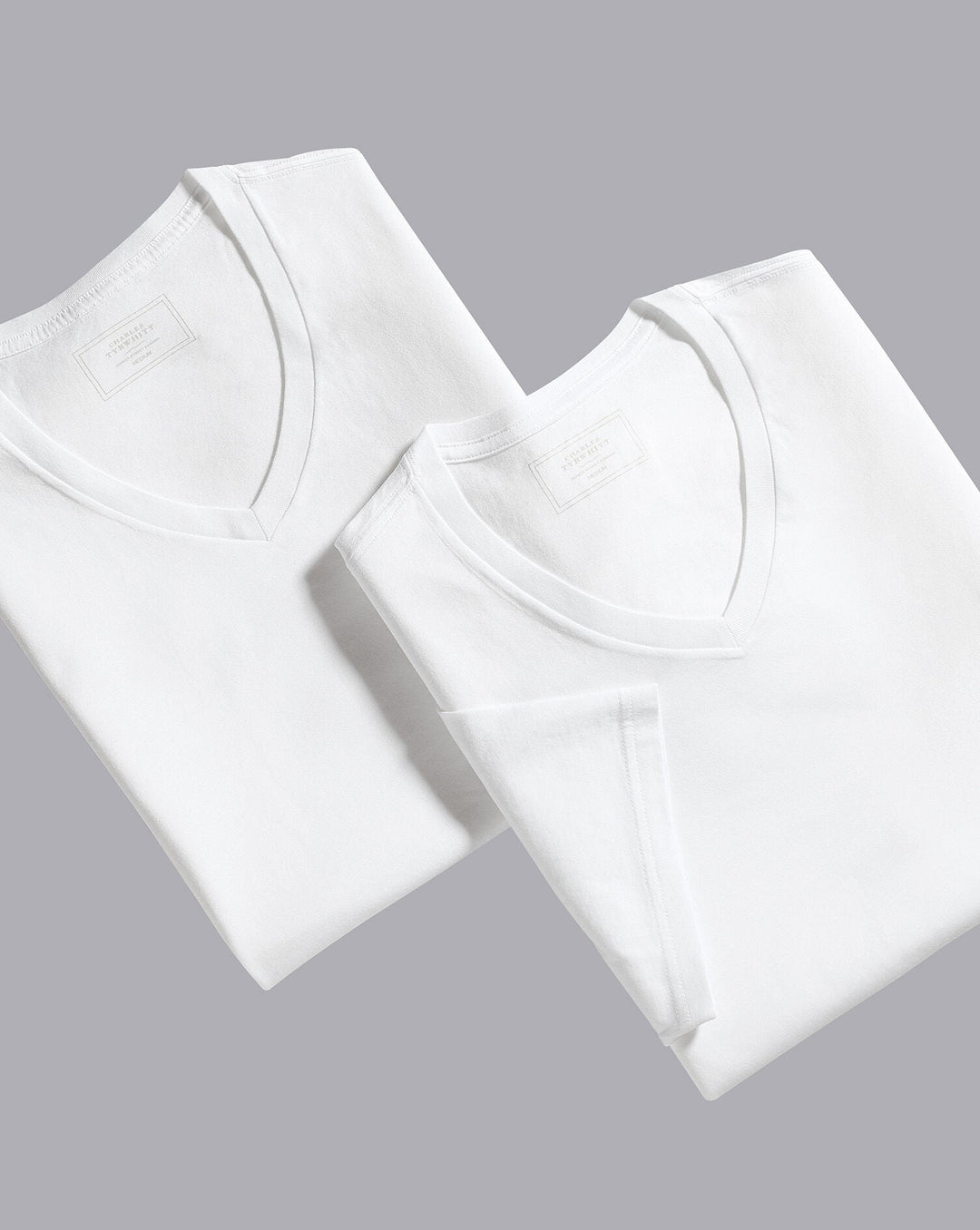 Charles Tyrwhitt White 2 Pack V-Neck Cotton T-Shirt