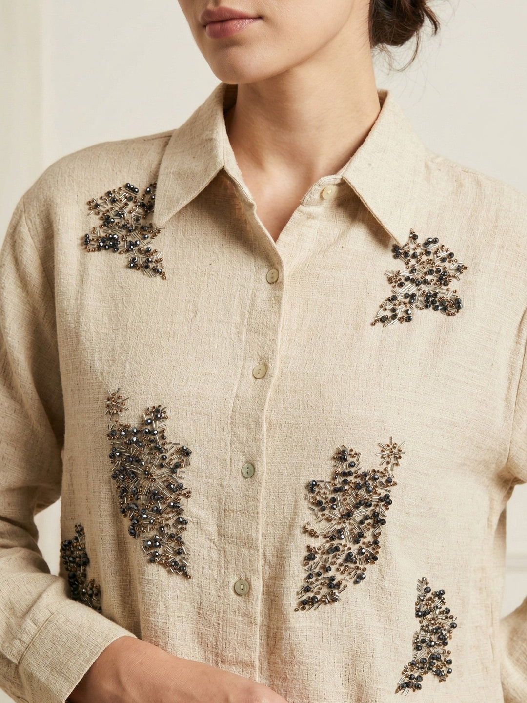 Beige Embelished Shacket