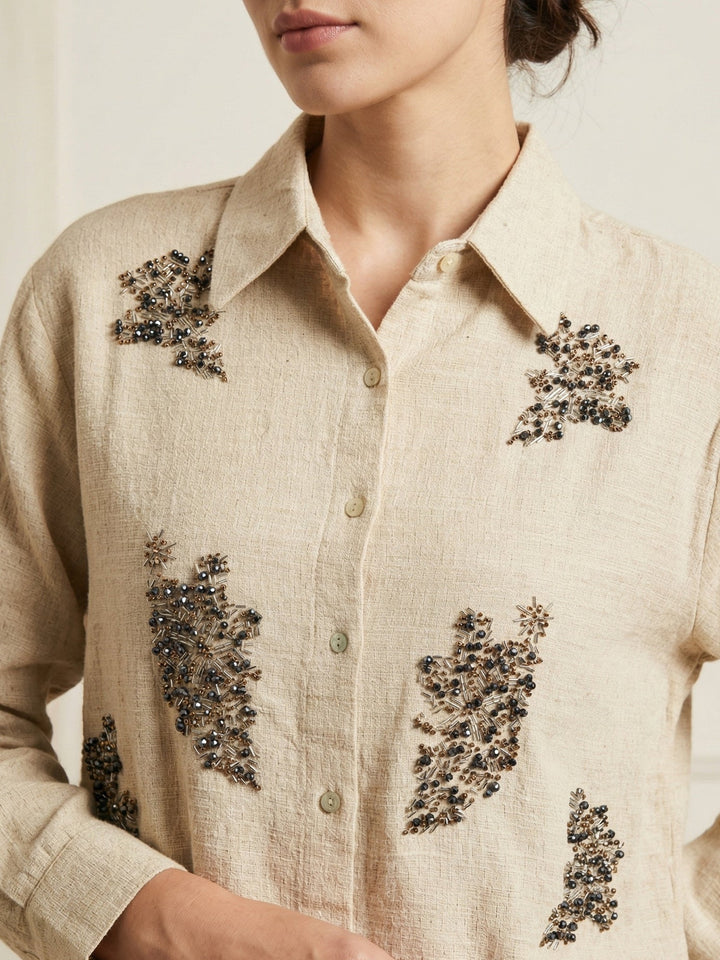 Beige Embelished Shacket